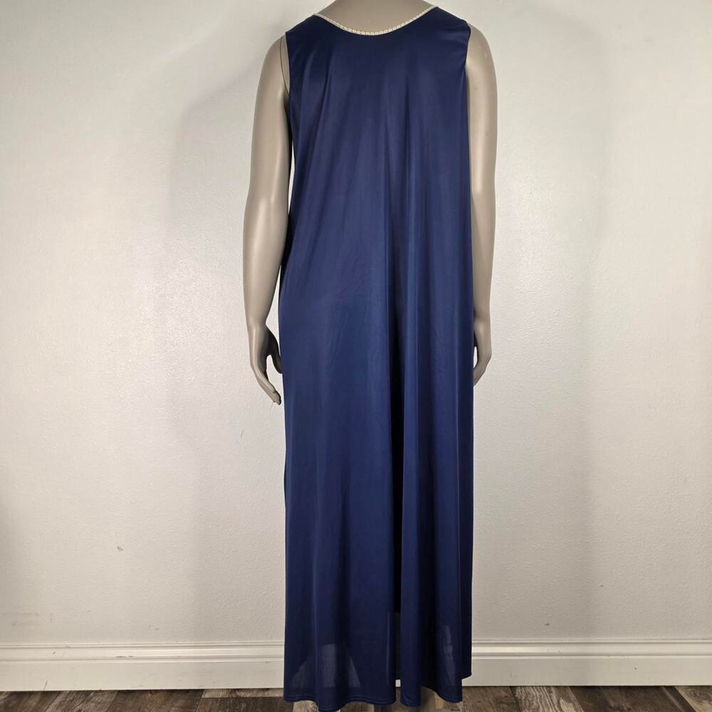 Vintage Lace Nightgown Maxi Maikmade Navy Romantic Cottagecore Nylon Sleeveless - Picture 9 of 10